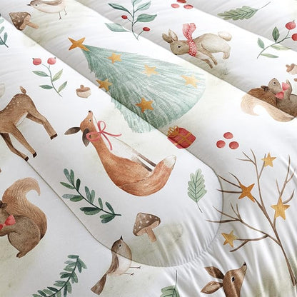 Christmas Comforter King Size,Rabbit Deer Comforter Set for Kids Teens Girls Boys,3Pcs Bedding Set Printed Comforter with 2 Pillowcases,Down Alternative,Soft and Lightweight，King Size