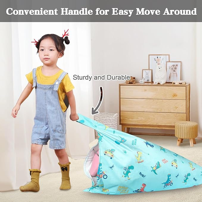 Jorbest Stuffed Animal Storage, Dinosaur Bean Bag Chair, Stuffed Animal Storage Bean Bag Chair for Kids and Adults, Dinosaur Bean Bag for Boys and Girls - Cover ONLY (Dinosaur 200L/52 Gal)