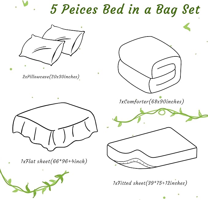 NTBAY Twin Comforter Set with Sheets, 5 Pieces Soft and Breathable Twin Bedding Set, Twin Bed in a Bag, Down Alternative Comforter Set Solid Color All Season, Kids Bedding Set, Yellow