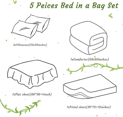 NTBAY Twin Comforter Set with Sheets, 5 Pieces Soft and Breathable Twin Bedding Set, Twin Bed in a Bag, Down Alternative Comforter Set Solid Color All Season, Kids Bedding Set, Yellow