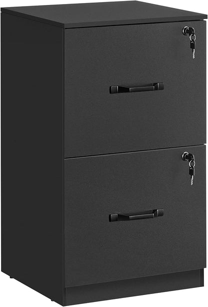 VASAGLE 2-Drawer Vertical File Cabinet, Filing Cabinet for Home Office, Printer Stand, with 2 Lockable Drawers, Adjustable Hanging Rail, for A4 and Letter-Size Files, Ink Black UOFC061B16