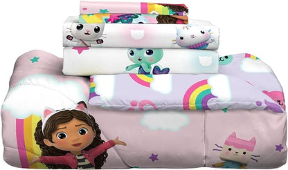 Franco Gabby's Dollhouse Kids Bedding Super Soft Comforter and Sheet Set with Sham, 5 Piece Twin Size, (Officially Licensed Product)