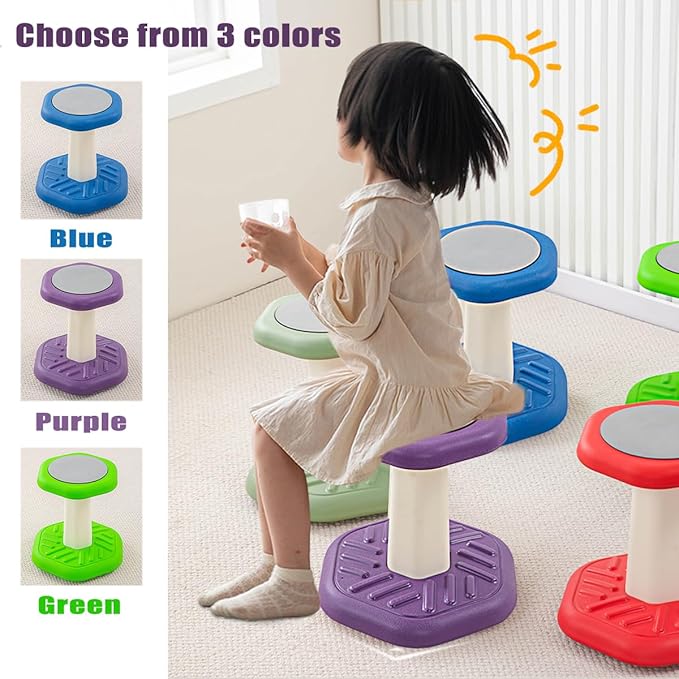 Active Chairs Kids Preschool Wobble Stool - Alternative Flexible Seating Balance Wiggle Stool for Classroom,Preschool,Kindergarten&Elementary School,Active Sensory Chairs,Ages3-8,Purple(14in)