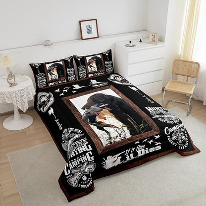 Feelyou Duck Hunting Comforter Hunting and Fishing Bedding Set for Kids Boys Girls Dog Hunter Comforter Set Wild Animal Inner Fill Duvet Set 1 Comforter Set with 1 Pillowcase Twin Size