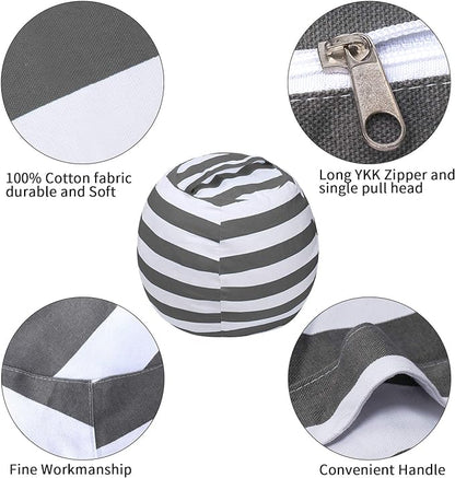 2 PCS Stuffed Animal Storage Bean Bag Chair Cover, Cotton Canvas Beanbag with Zipper for Organizing Kid's and Adults Room Grey 24"