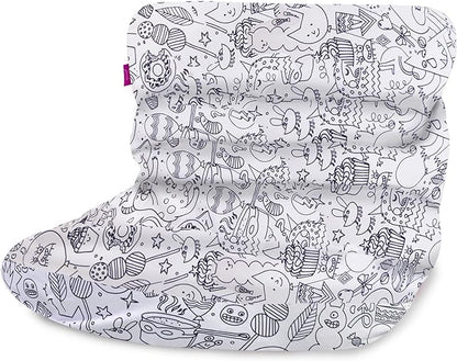 Posh Creations Structured Comfy Bean Bag Chair for Gaming, Reading, and Watching TV, Laguna Lounger, Canvas Coloring Fabric - Creatures