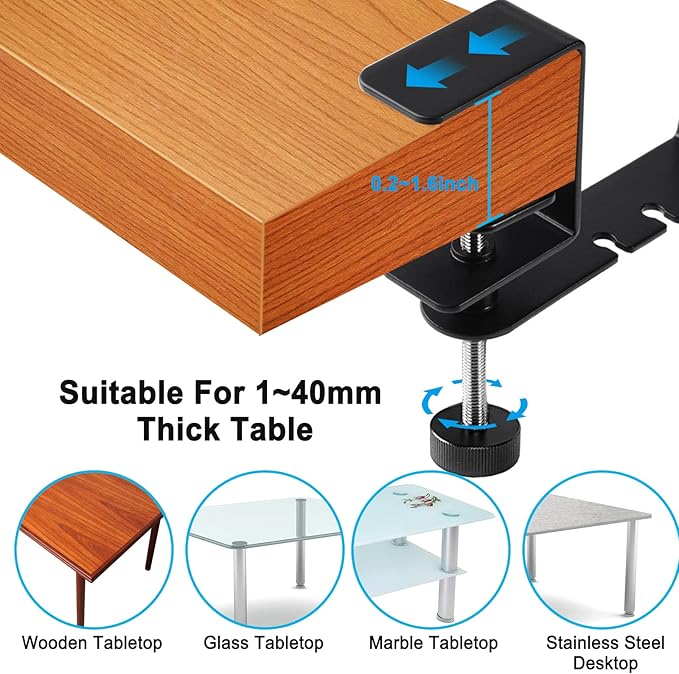 Desk Cup Holder, 2-in-1 Adjustable & 360° Rotating Office Gaming Desk Accessories for Under Desk Headphone Stand Hanging Headset, Holding Coffee Mug, Drinks, Water Bottle – Black