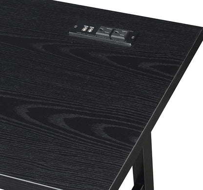 Convenience Concepts Designs2Go Trestle Desk with Charging Station and Shelves, Black