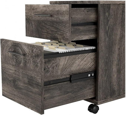 Bush Furniture Key West 2-Drawer Mobile File Cabinet, Letter/Legal, Dark Gray Hickory, 16-Inch (KWF116GH-03)