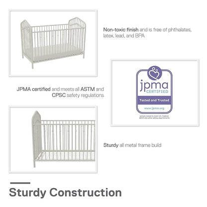 Novogratz Bushwick Metal Crib with Adjustable Mattress Height, Off White