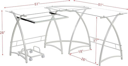 NicBex Laik-DW-00063-DX Desks, 51" W x 51" D x 28" H, White