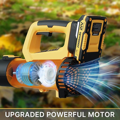 Leaf Blower, 21V Electric Cordless Leaf Blower, 2 X 2.0Ah Batteries and Charger Included, Lightweight Leaf Blower for Patio Cleaning, Lawn Care, Blowing Leaves and Dust, etc.