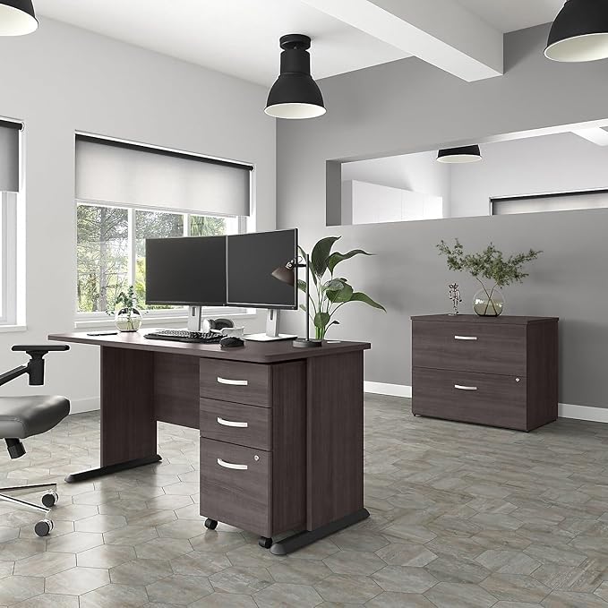 Bush Business Furniture Studio A Computer Desk, Commercial-Grade Gaming and Work Table for Home or Professional Office, 60W, Storm Gray