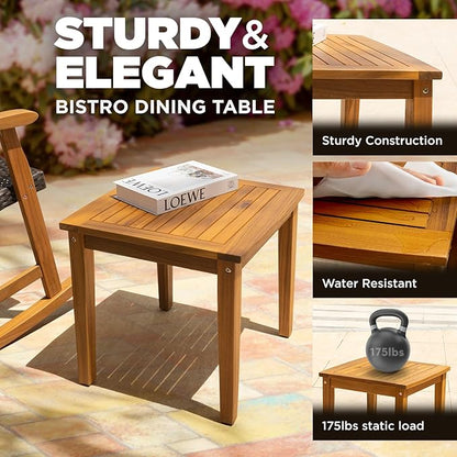 Solid Wood Chairs Set of 2 with End Table, Wicker Rocking Design