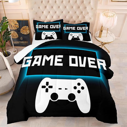 Game Console Comforter Set Twin Size for Boys Girls Kids 3D Gaming Lightweight Microfiber Quilts Gamer Video Bedding Sets Game Room Decor (Color 4,Full)