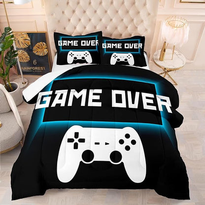 Game Console Comforter Set Twin Size for Boys Girls Kids 3D Gaming Lightweight Microfiber Quilts Gamer Video Bedding Sets Game Room Decor (Color 4,Queen)