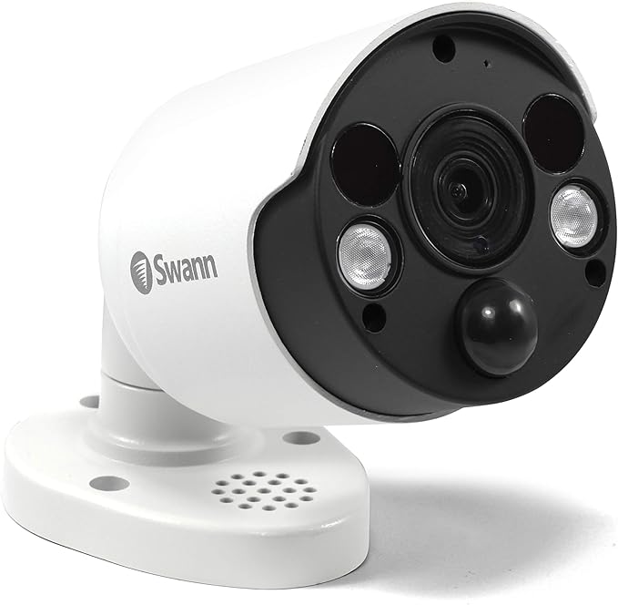 Swann Home Security Camera, POE Cat5e NVR 4K HD Video, Indoor or Outdoor Wired Surveillance CCTV, Color Night Vision, Heat Motion Detection, LED Lights, Metal Housing, Face Recognition, 2-Way Talk