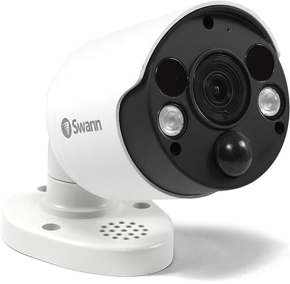 Swann Home Security Camera, POE Cat5e NVR 4K HD Video, Indoor or Outdoor Wired Surveillance CCTV, Color Night Vision, Heat Motion Detection, LED Lights, Metal Housing, Face Recognition, 2-Way Talk