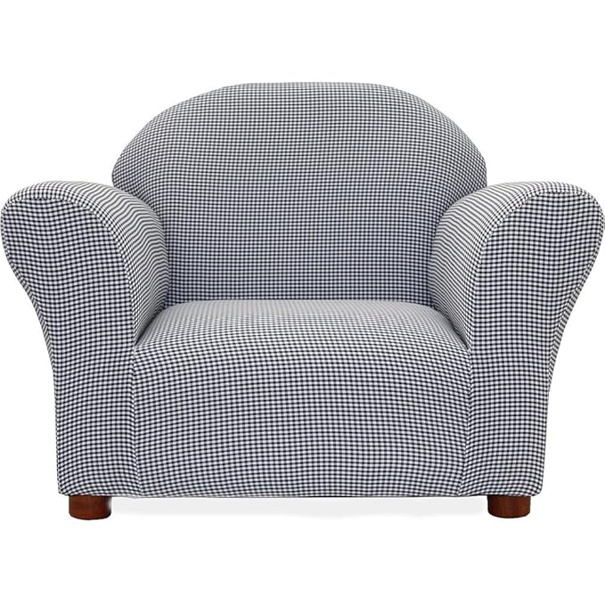 Keet Roundy Kid's Chair Gingham, Wood, Navy