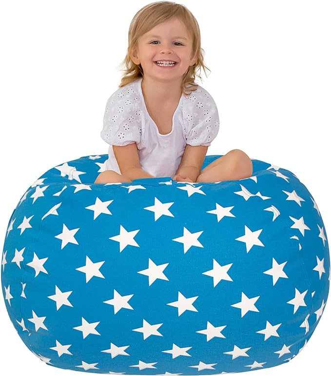 Aubliss Stuffed Animal Bean Bag Storage Chair (Blue Star, Medium (32''))