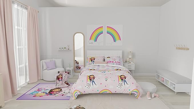 Franco Gabby's Dollhouse Kids Bedding Super Soft Comforter and Sheet Set with Sham, 7 Piece Full Size, (Officially Licensed Product)
