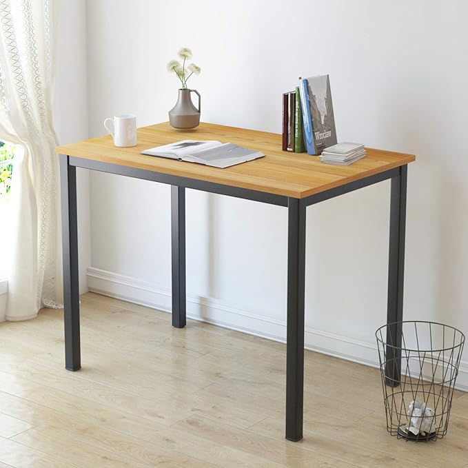 SogesGame Small Computer Desk, 39.4 inches Small Office Desk Computer Table Study Writing Desk Workstation for Home Office,Teak Black