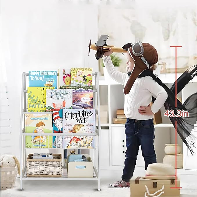 aboxoo Kids Bookshelf Toddler Freestanding for Children Room 18 inches Small Toddler Bookcase Toy Organizer White Stable Bookcase Bookstore Library Book Unit Storage for Small Place