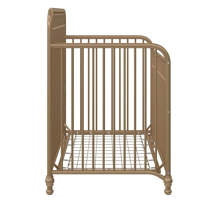 Little Seeds Ivy 3-in-1 Convertible Metal Crib, JMPA Certified, Gold