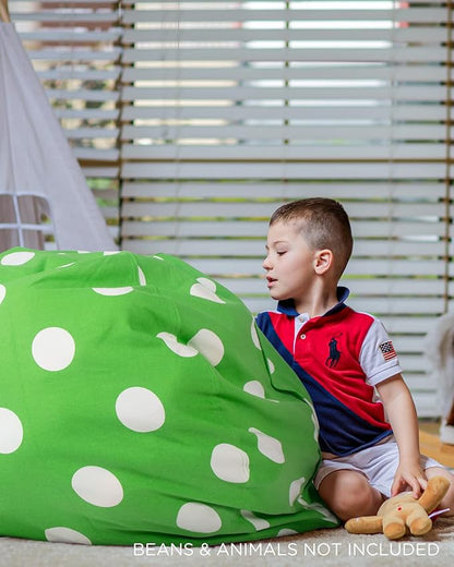Aubliss Stuffed Animal Bean Bag Storage Chair (Green Dot, Large (38''))