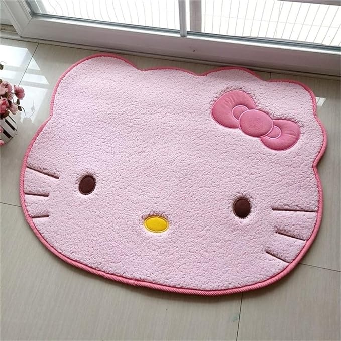 Area Rugs Kawaii Carpet Super Soft Area Rugs Cute Cartoon Kitten Face Pattern Bedroom Mats，Luxury Shaggy High Absorbent and Anti Slip