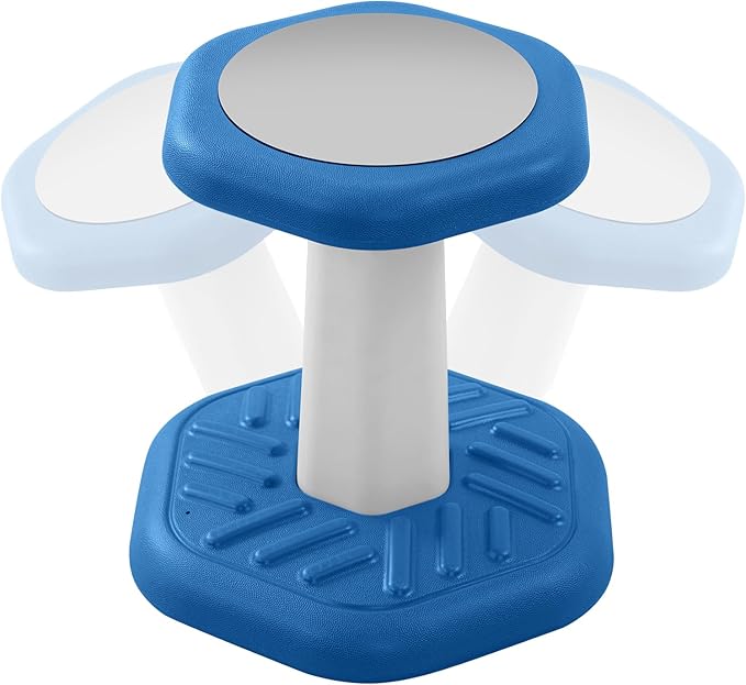 Kids Wobble Stool Chair Seat, Flexible Classroom Seating Improves Focus, Posture & Helps ADHD/ADD. Wobble Stools for Classroom Seating, Ages 3-8, Blue+Green