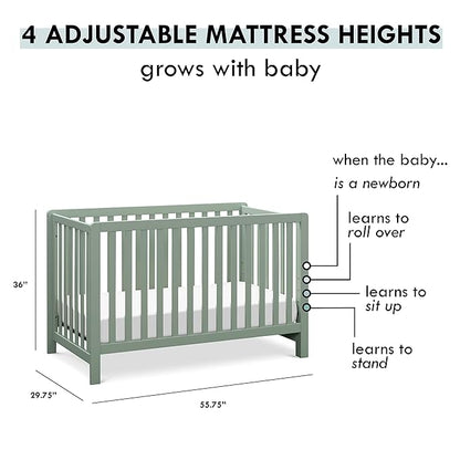 Carter's by DaVinci Colby 4-in-1 Low-Profile Convertible Crib in Light Sage, Greenguard Gold Certified