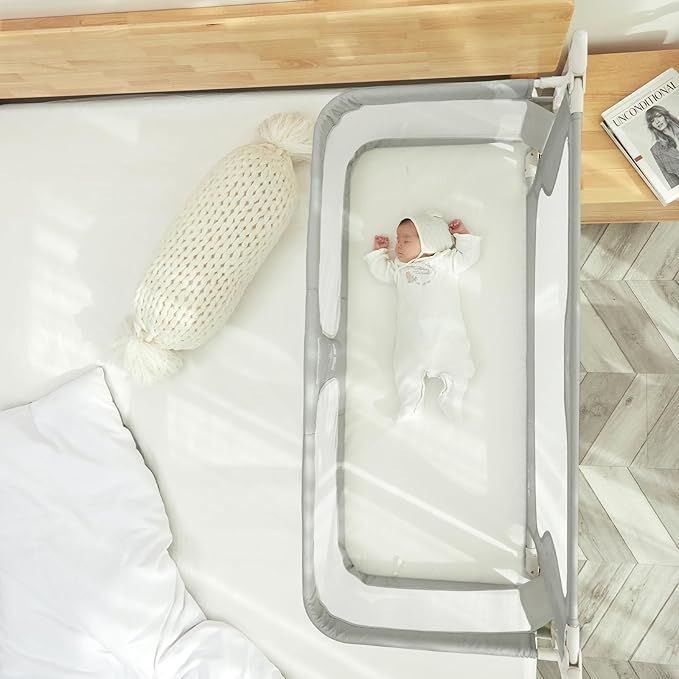 SISTINE Baby Bedside Crib, 3 in 1 Baby Bassinet, Baby bedside bassinet, Safe bedside bassinet,Crib Safe Sleeping Together，Infant/Baby Boy/Baby Girl/Crib Side Bassinet (Gray)