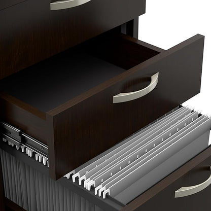 Bush Business Furniture Office in an Hour 3 Rolling File Cabinet | Mobile Under Desk Drawers for Letter, Legal, and A4-size Document Storage, Mocha Cherry