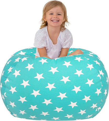 Aubliss Stuffed Animal Bean Bag Storage Chair (Aqua Star, Medium (32''))