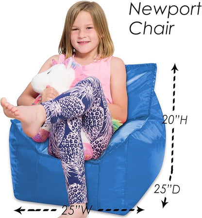 Posh Creations Bean Bag Chair Structured Comfy Seat Use for Gaming, Reading and Watching TV, Newport, Royal Blue