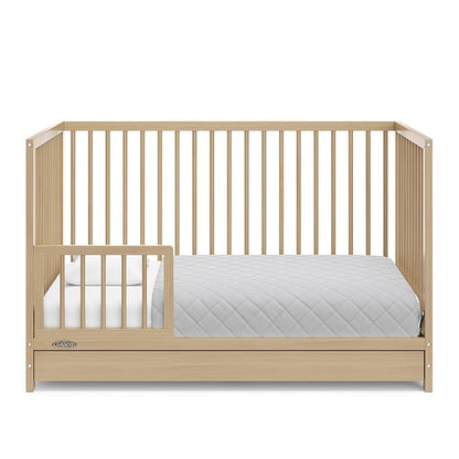 Graco Teddi 5-in-1 Convertible Crib with Drawer (Driftwood) – GREENGUARD Gold Certified, Crib with Drawer Combo, Full-Size Nursery Storage Drawer, Converts to Toddler Bed, Daybed and Full-Size Bed