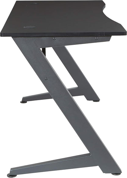OSP Home Furnishings Beta Battlestation Gaming Desk with Bluetooth RGB LED Lights, Matte Black