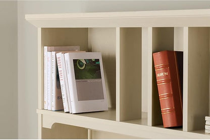 Bush Furniture Salinas Hutch, Desk Attachment with Shelf Storage for Home Office, 60W, Antique White