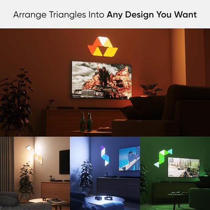 Nanoleaf Shapes WiFi and Thread Smart RGBW 16M+ Color LED Dimmable Gaming and Home Decor Wall Lights Smarter Kits (Triangles Smarter Kit (7 Pack)
