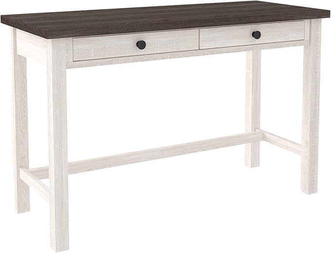 Signature Design by Ashley Dorrinson Modern Farmhouse 47" Home Office Desk with 2 Drawers, Whitewash & Dorrinson Square Modern Farmhouse End Table, Two Tone White & Brown
