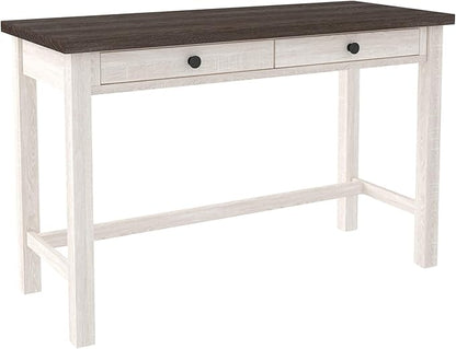 Signature Design by Ashley Dorrinson Modern Farmhouse 47" Home Office Desk with 2 Drawers, Whitewash & Dorrinson Square Modern Farmhouse End Table, Two Tone White & Brown