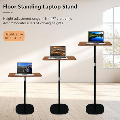 Portable Laptop Floor Stand, Bedside/Sofa Table with Height Adjustable 18''~47'', Stylish Movable Workstation Floor Standing Desk for Office, Meeting Room, living room Easy Assembly, Black