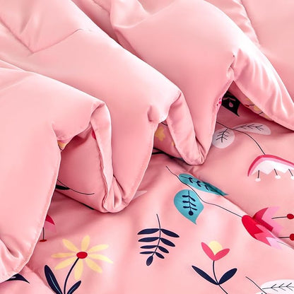 SLEEP ZONE Kids Bedding Full/Queen Comforter Set - Cute Printed for Boys, Girls, Teens, Super Soft, Fade Resistant (Pink Flower, Full/Queen)