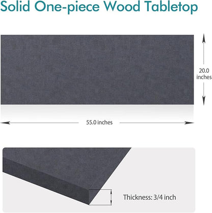Kaboon Universal Tabletop 55"x20", Solid One-Piece Melamine Table Top, Double Desk L-Desk DIY, Home and Office, Greylish Blue
