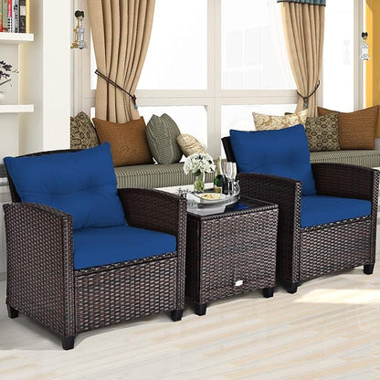 3 PCS Patio Furniture Set, OneSize, Navy