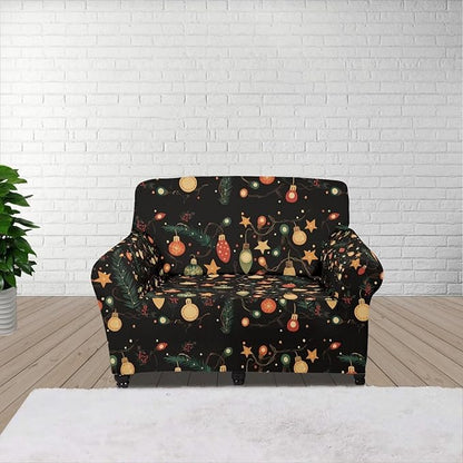 FKELYI Christmas Lights Sofa Furniture Protector with Elastic Bottom Easy Going Stretch Sofa Slipcover for Indoor Non-Slip Sofa Couch Cover S