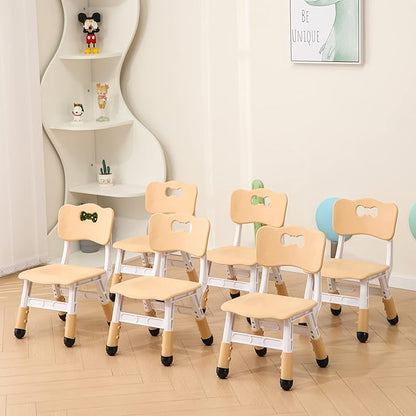 Kids' Desk Chairs Adjustable Height is Suitable for Children's Chairs Used in Families, Schools and Day-Care Between 2-10 Years Old The Max Bearing Capacity is 220LB(4PCS-Beige)