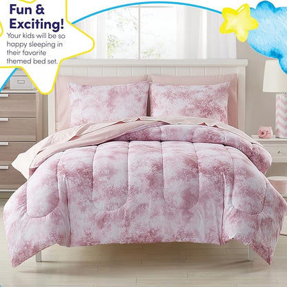 Kids Bedding Set Bed in a Bag for Boys and Girls Toddlers Printed Sheet Set and Comforter, Twin, Waterbury Marble (Pack of 4)