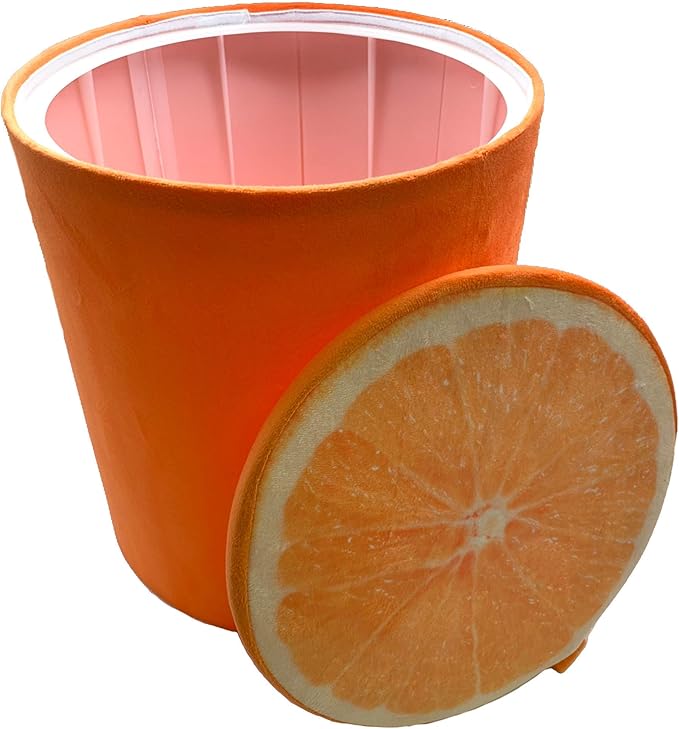 Storl Organizer Storage Stool for Toy and Cloth and Kids Stool (Orange, 12Wx13H)